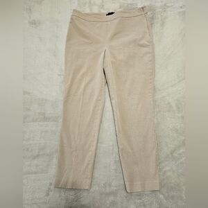 Talbots Chatham Ankle Pants Sz 14 (34x28) Pull On Side Zip Beige Boho